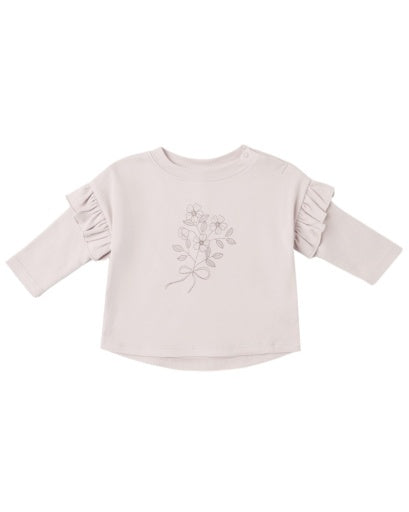 RUFFLE LONG SLEEVE TEE FLEUR