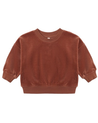 VELOUR RELAXED SWEATSHIRT REDWOOD