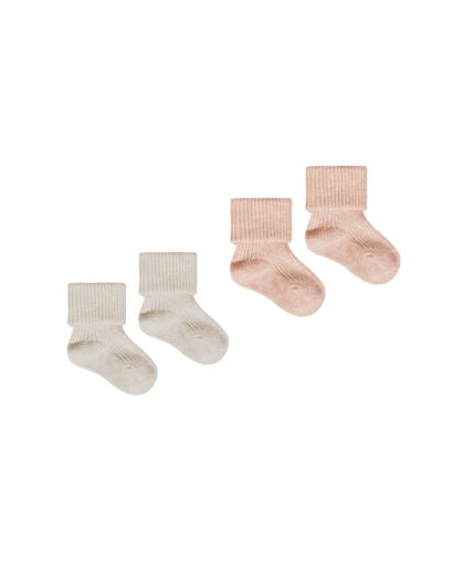 MELANGE SOCKS OATMEAL, ROSE