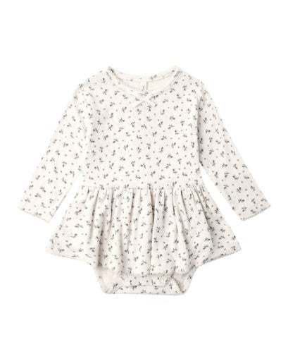 POINTELLE SKIRTED BODYSUIT BLUE DITSY