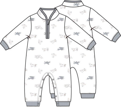 Vintage Airplane Pilots - Zip Neck Romper