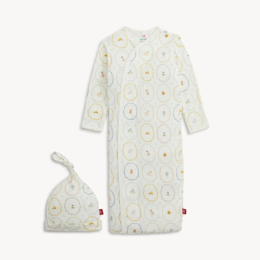 NURSERY MAGIC CREAM MODAL GOWN+HAT SET