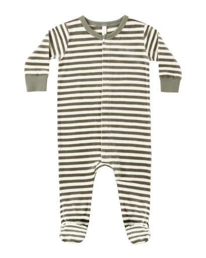 HIDDEN SNAP FOOTIE SPRUCE STRIPE