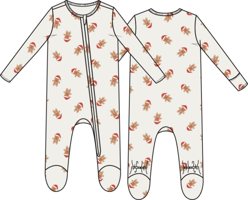 Simple Gingerbread - 2 Way Zipper Footie