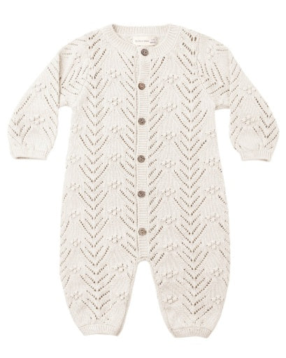 LONG SLEEVE BUBBLE ROMPER HEATHERED OATMEAL