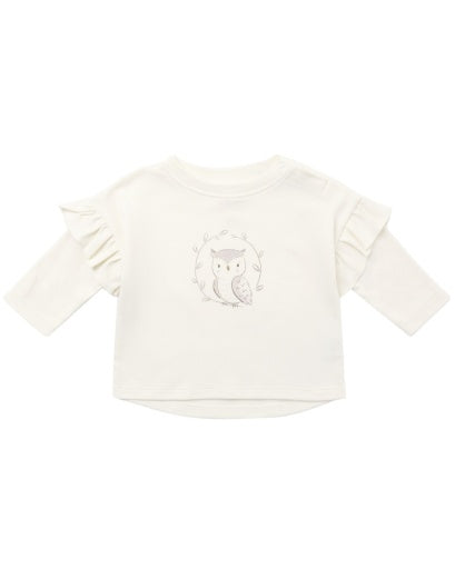 RUFFLE LONG SLEEVE TEE BABY OWL