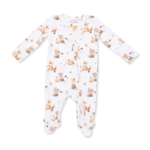 Woodland Animals with Pumpkins - 2 Way Zipper Footie