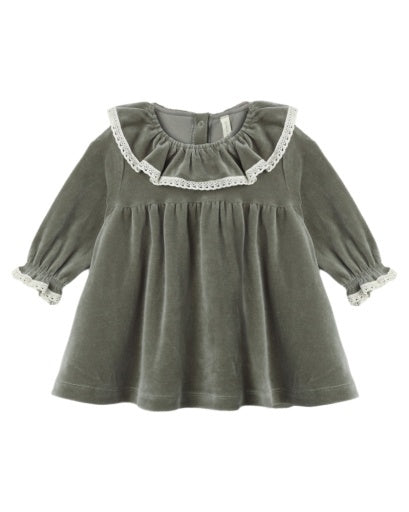 VELOUR BABY DRESS SPRUCE