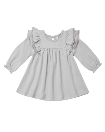 LONG SLEEVE FLUTTER DRESS CLOUD