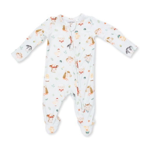 Baby Farm Faces - 2 Way Zipper Footie