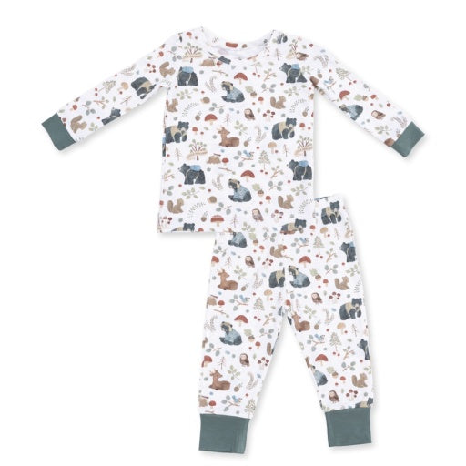 Southern Woodland Animals Green - Long Sleeve Loungewear Set
