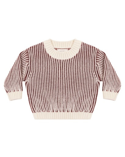 RELAXED KNIT SWEATER BLACK CHERRY STRIPE