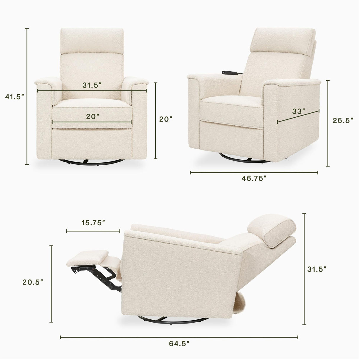 Namesake Willa Deluxe Power Recliner and Swivel Glider with Heat & Massage