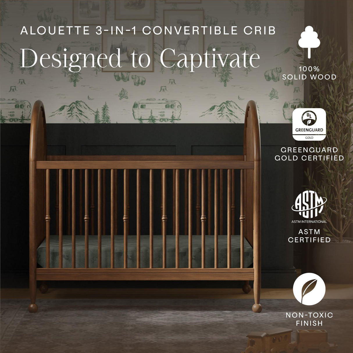 Namesake Alouette 3-in-1 Convertible Spindle Crib